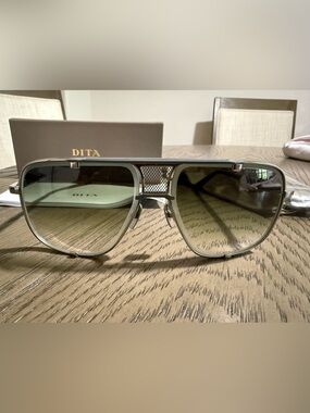 $1195 NWT Dita Men's Mach-Five Silver DRX2087 Aviator Sunglasses 64-14-127